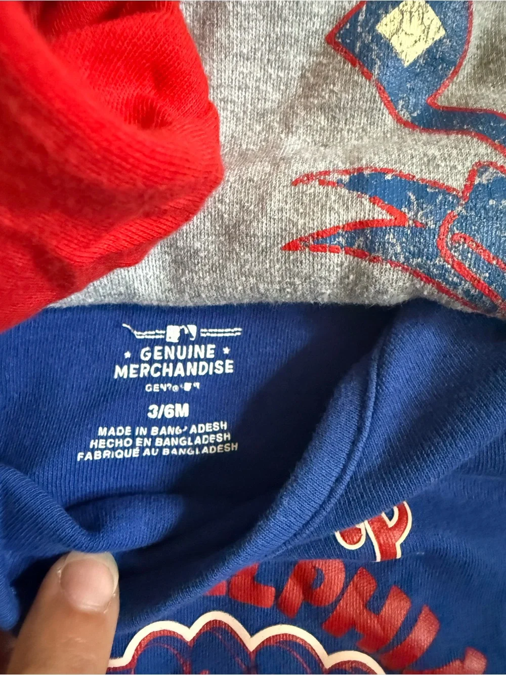 Philadelphia Phillies baby Red & Blue Short Sleeve onsie Bundle size 3-6 months